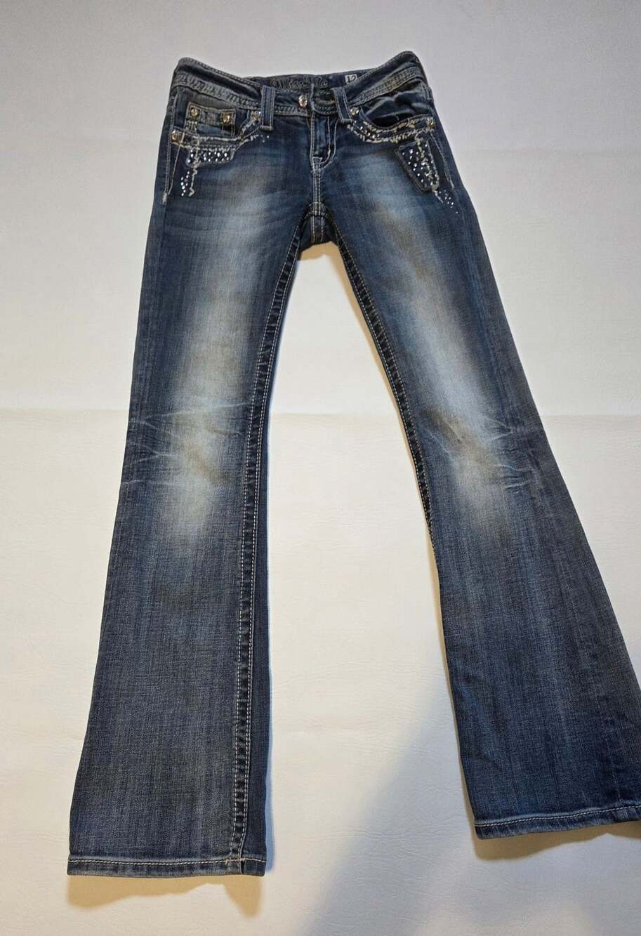 Miss Me Bootcut Jeans Kids Size 12 KE5836B6J Embellished Rhinestone Pockets